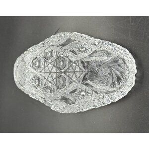 Vintage EAPG Heavy Leaded Glass Relish/Trinket Dish 7" Long With Intricate Cut G